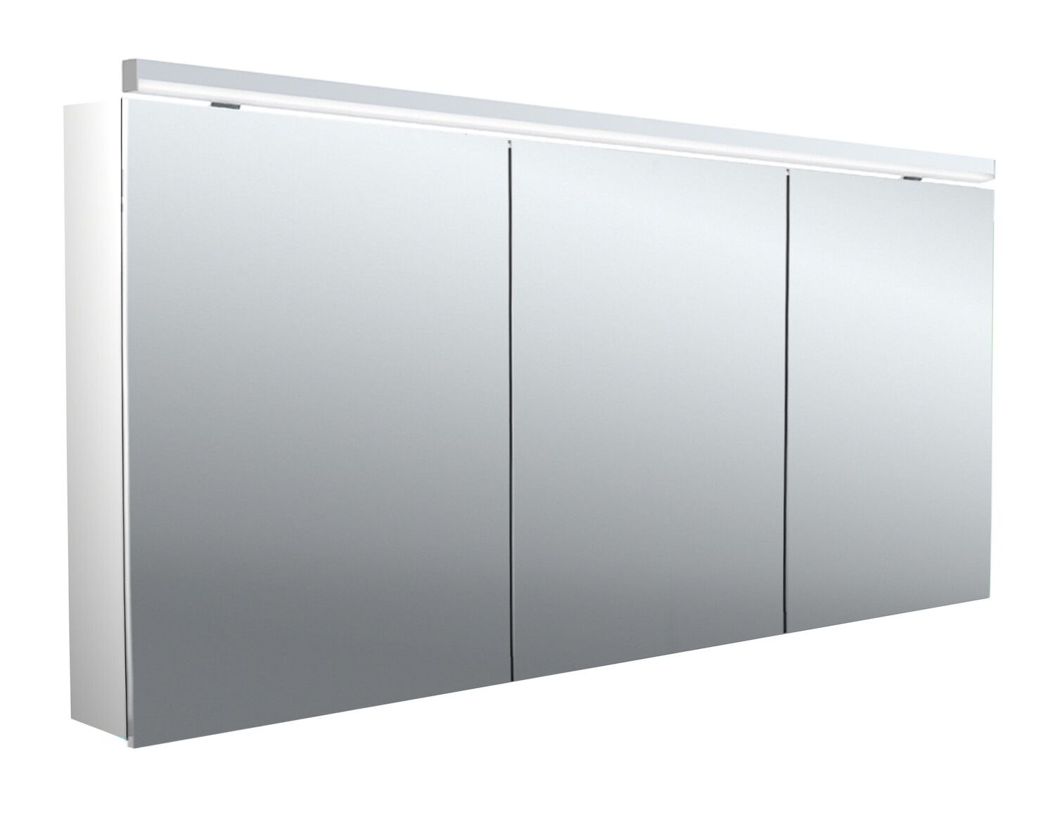 EMCO Aufputz-Lichtspiegelschrank pure 2 Classic 1600x729mm, mit LED-Aufsatzleuchte, 3-türig, Aluminium