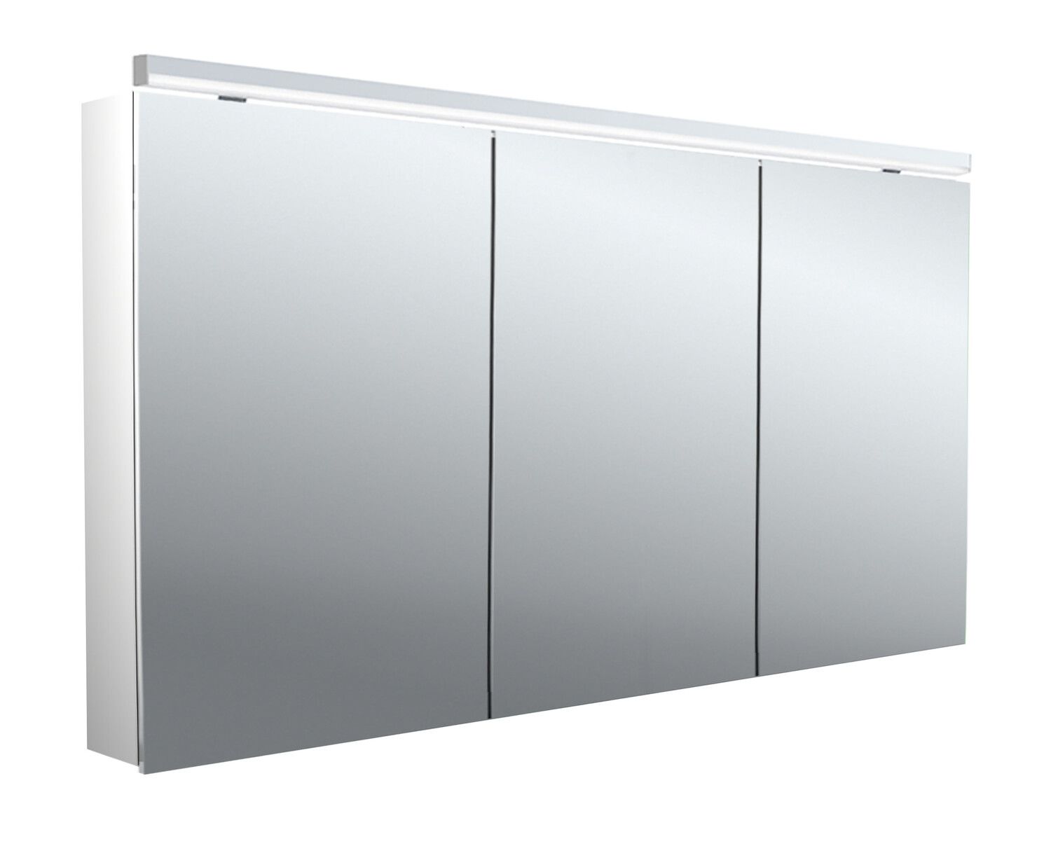 EMCO Aufputz-Lichtspiegelschrank flat 2 Classic 1400x729mm, LED-Aufsatzleuchte, 3-türig, Aluminium