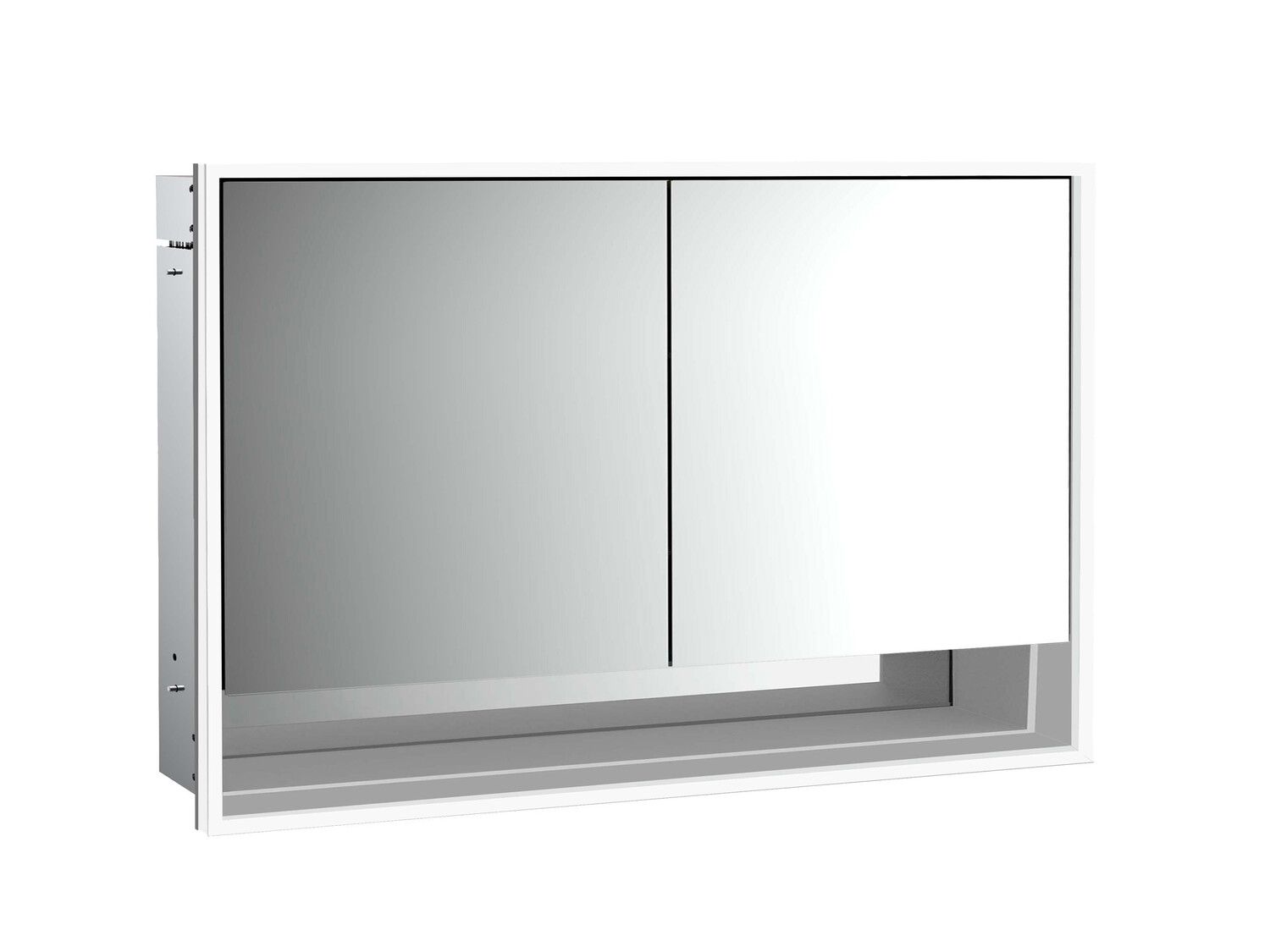 EMCO Unterputz-Lichtspiegelschrank Loft 1200x733mm, mit Unterfach, LED, 2-türig, aluminium/spiegel
