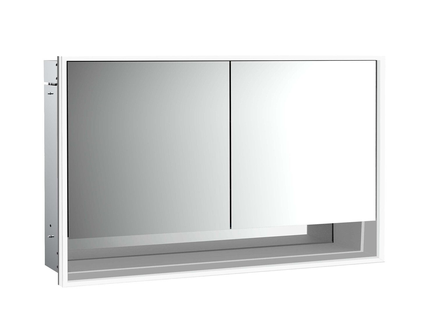 EMCO Unterputz-Lichtspiegelschrank Loft 1300x733mm, mit Unterfach, LED, 2-türig, aluminium/spiegel