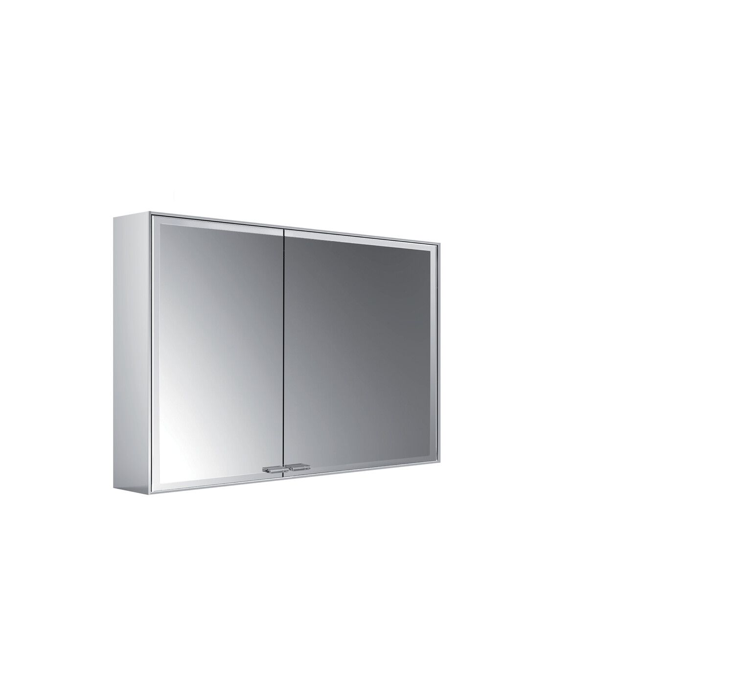 EMCO Aufputz-Lichtspiegelschrank prestige 2 988x639mm, aluminium, breite Tür rechts, ohne lightsystem