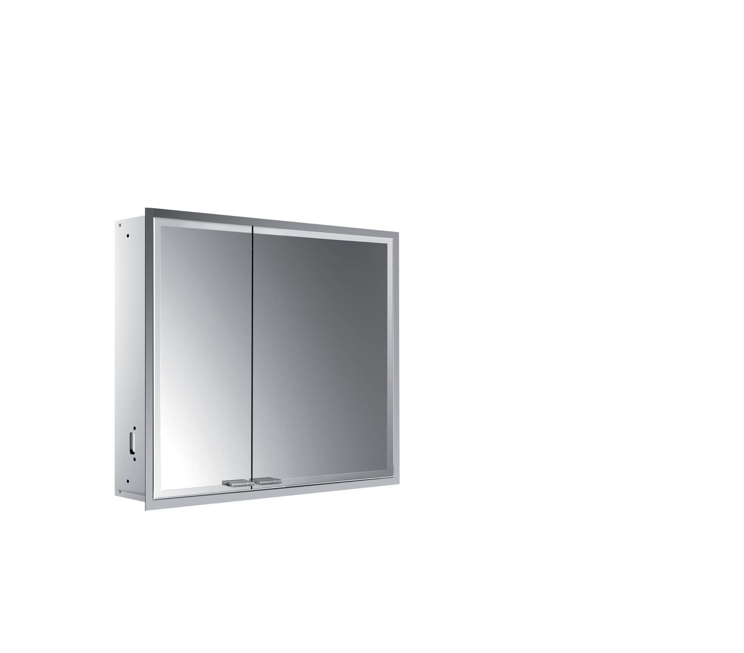 EMCO Unterputz-Lichtspiegelschrank prestige 2 815x666mm, aluminium, breite Tür rechts, ohne lightsystem