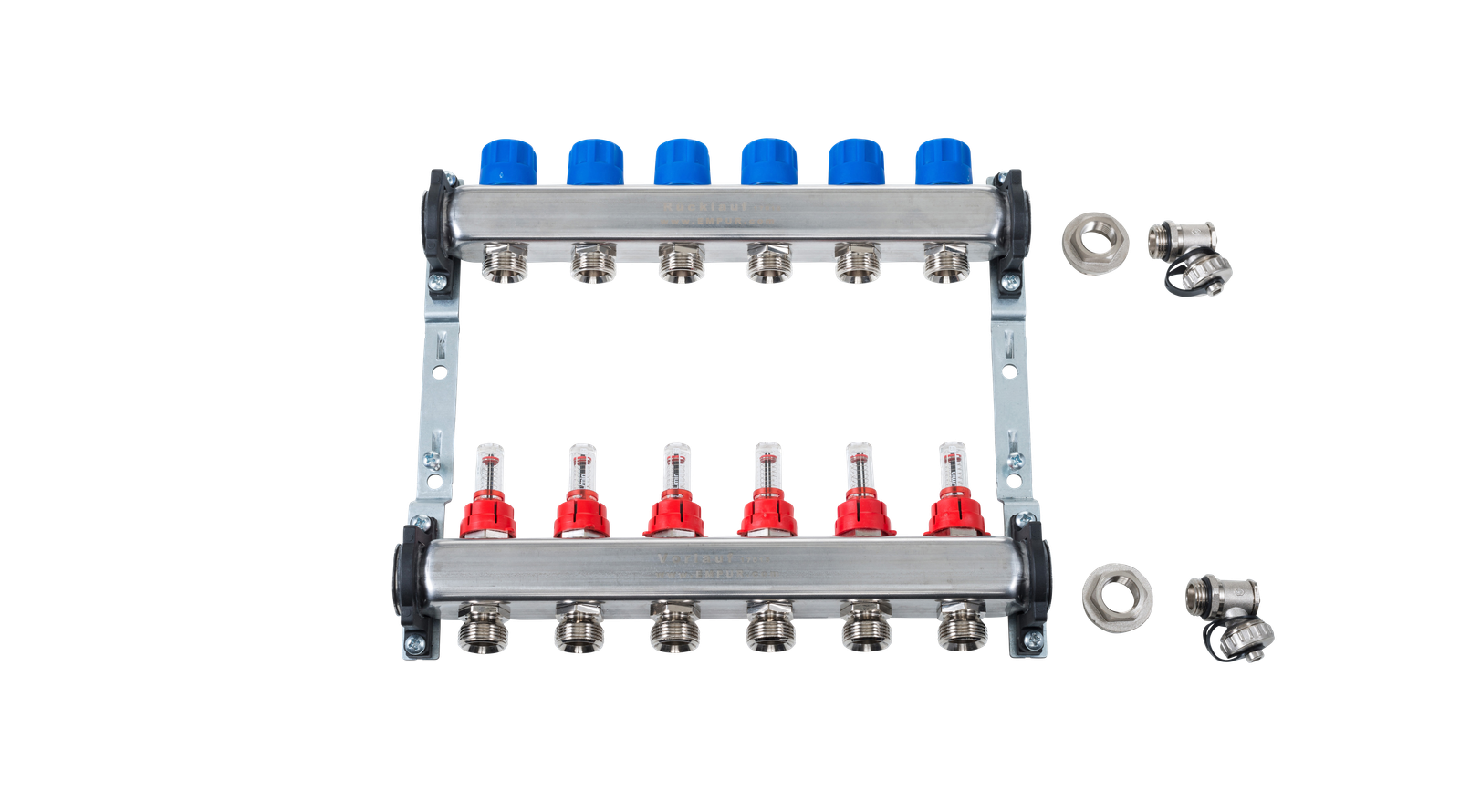 EMPUR Systemverteiler 03 HKV-D 11, 1" IG, 650 mm, vormontiert auf Verteilerhalter, Edelstahl