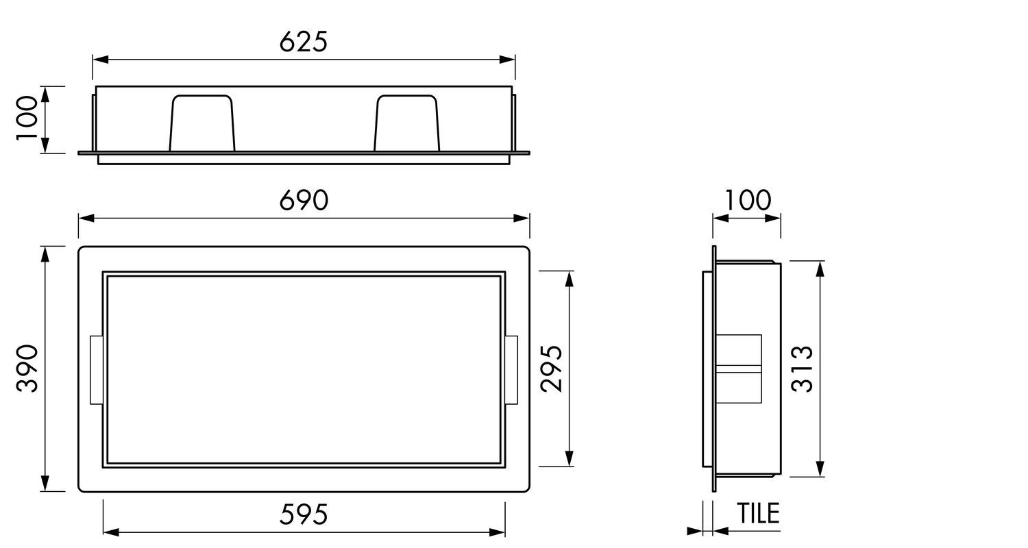 ESS Einbau-Schrank C- BOX 60 x 30 x 10 cm, Wandnische, gebürstet, Weiß
