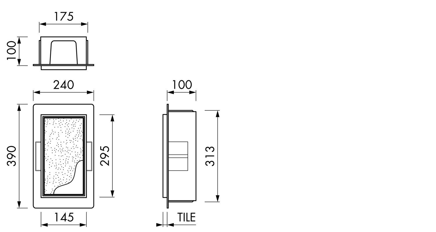 ESS Einbau-Schrank T- BOX 15 x 30 x 10 cm, Wandnische, mit befliesbarer Tür, Anthrazit