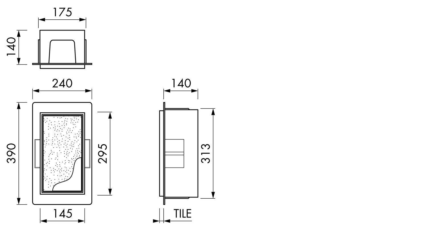 ESS Einbau-Schrank T- BOX 15 x 30 x 14 cm, Wandnische, mit befliesbarer Tür, Weiß