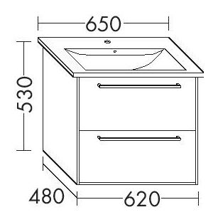 Burgbad Osera Waschtisch-Unterschrank 62x53x48cm, 1 Schublade/1 Auszug, Weiß matt T2