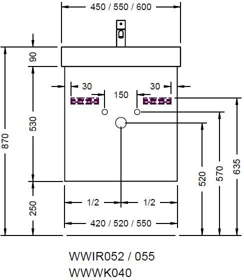 Burgbad Osera Waschtisch-Unterschrank 42x33x53cm, 1 Tür, Lichtgrau Hochglanz