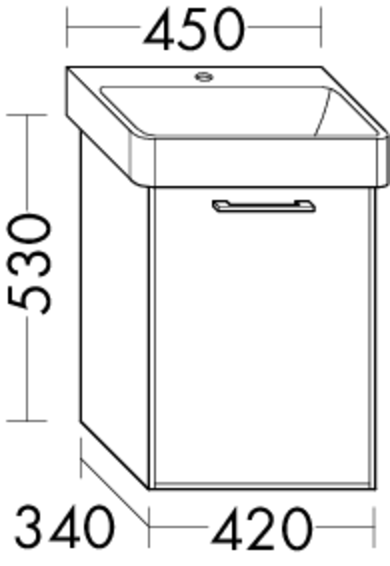 Burgbad Osera Waschtisch-Unterschrank 42x34x53cm, 1 Tür, links, Weiß matt T2