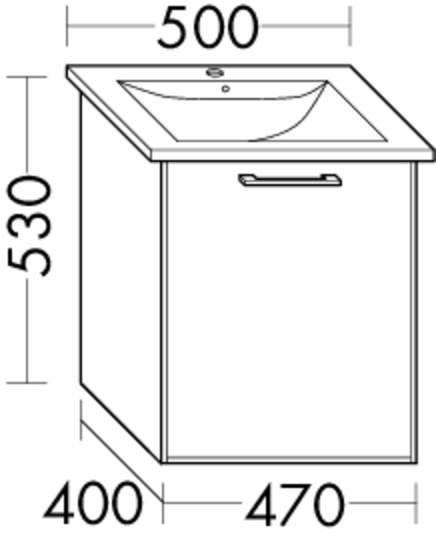 Burgbad Osera Waschtisch-Unterschrank 47x53x40cm, 1 Tür, links, Lichtgrau matt