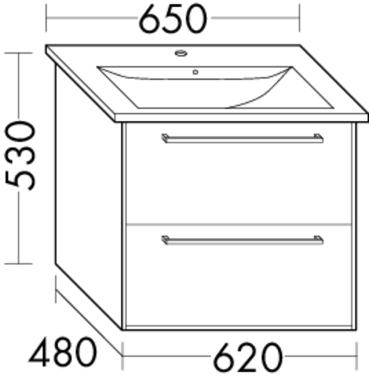Burgbad Osera Waschtisch-Unterschrank 62x53x48cm, 1 Schublade/1 Auszug, Weiß matt T2