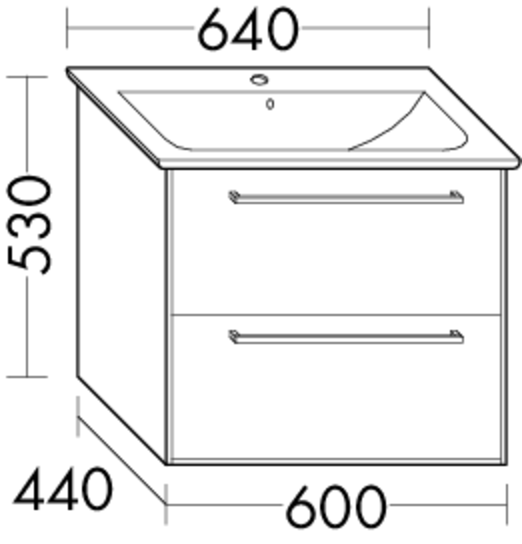 Burgbad Osera Waschtisch-Unterschrank 60 x 44 x 53 cm, Eiche Dekor Cashmere, 1 Schublade/1 Auszug