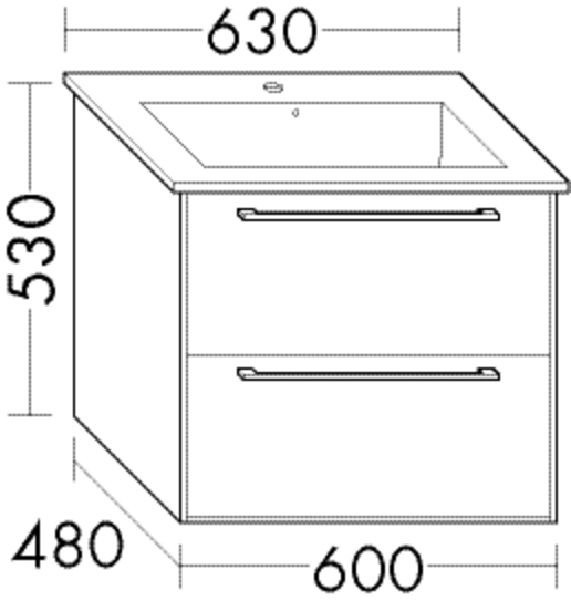 Burgbad Osera Waschtisch-Unterschrank 60x48x53cm, 1 Schublade/1 Auszug, Schilf Hochglanz