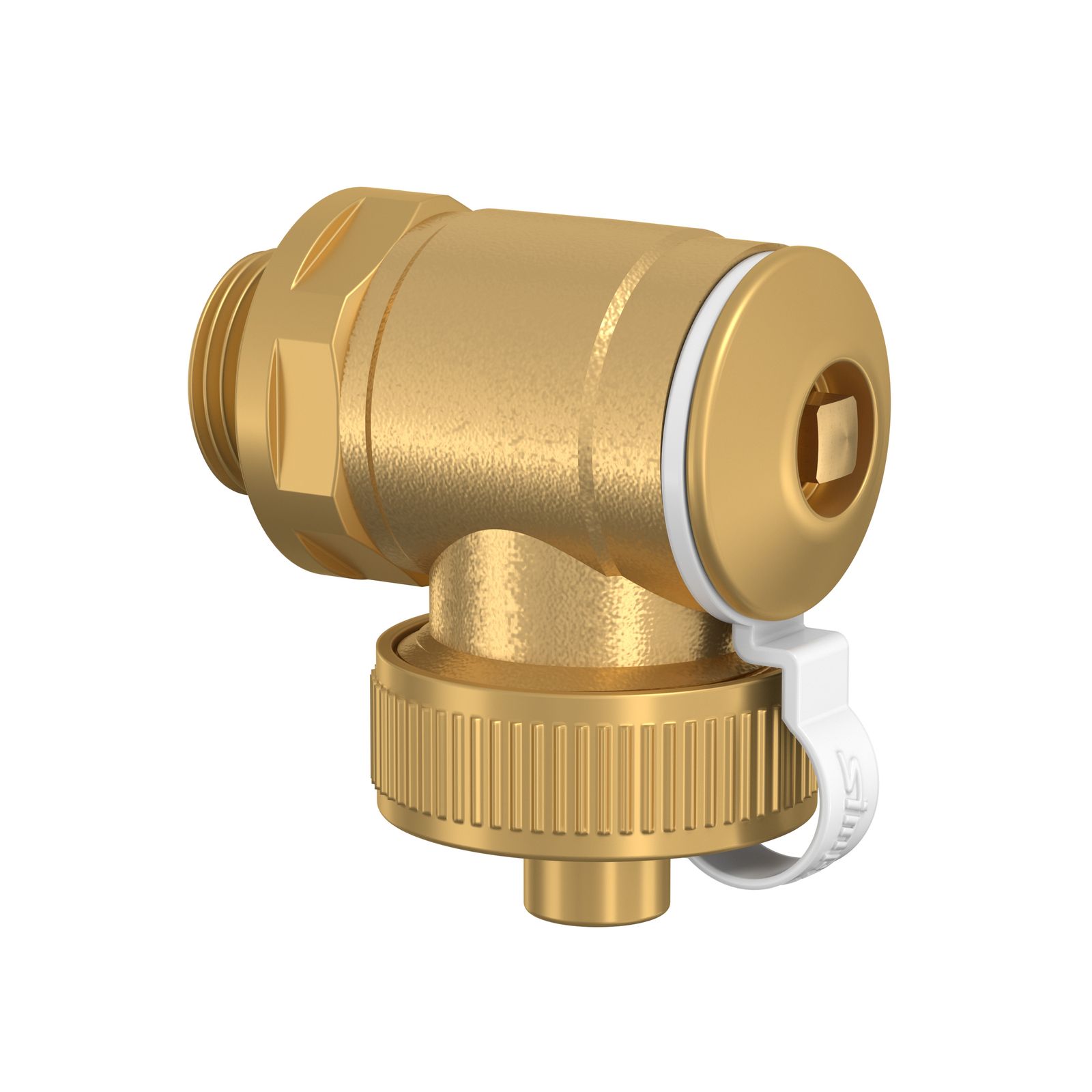 Flamco Füll- und Entleerstopfen V Standard, Auslaufteil aus Metall, blank, G3/8 M x G3/4 M