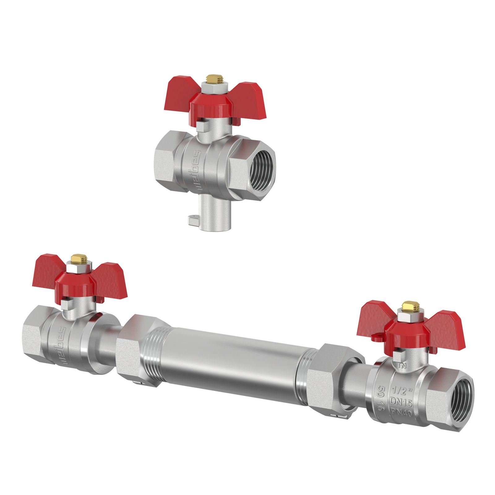 Meibes Kugelhahn-Einbausatz Qp 0,6/1,5, DN 15, 110 mm