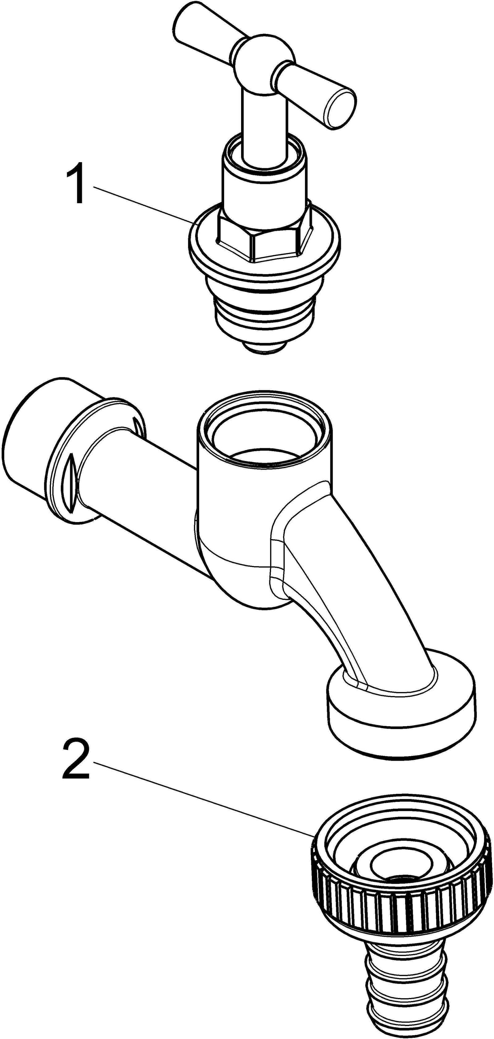 FORMAT Tec Auslaufventil 1/2", mit Knebelgriff und Schlauchverschraubung, matt verchromt
