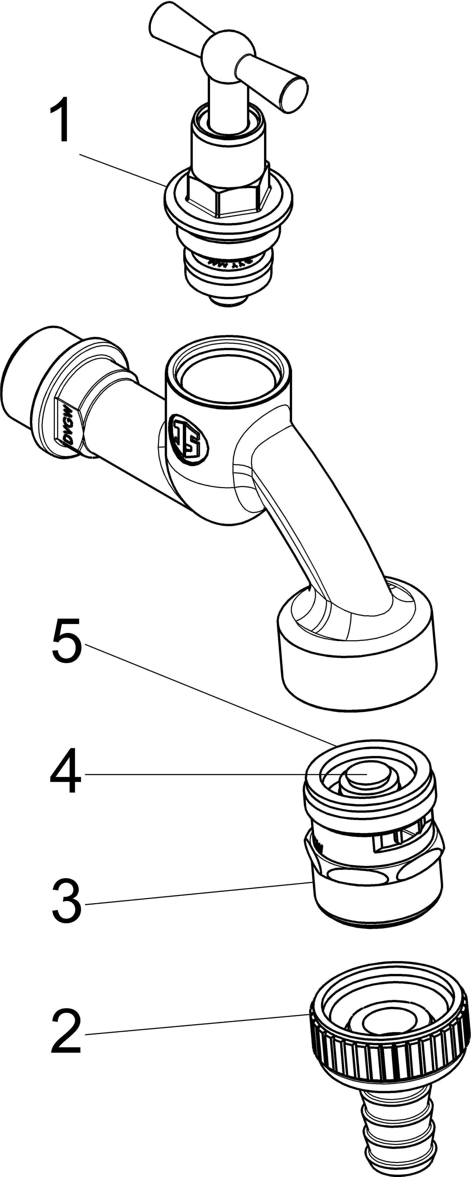 FORMAT Tec Auslaufventil 1/2", mit Knebelgriff, Schlauchverschraubung, Rückflussverhinderer, Rohrbelüfter, matt verchromt