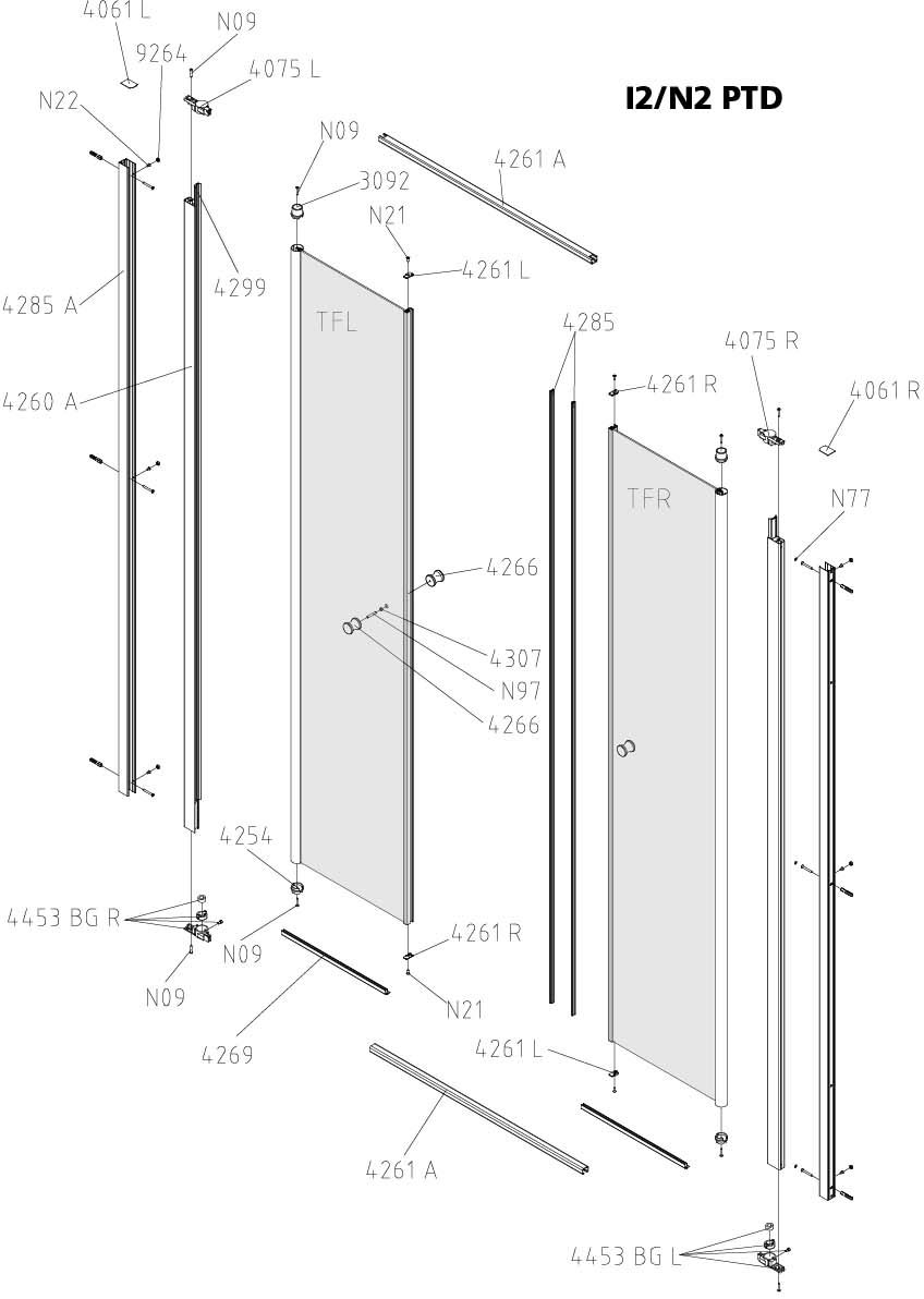 FORMAT Basic Pendeltür silbermatt, 900 x 1850 mm, Kerolan Fontana