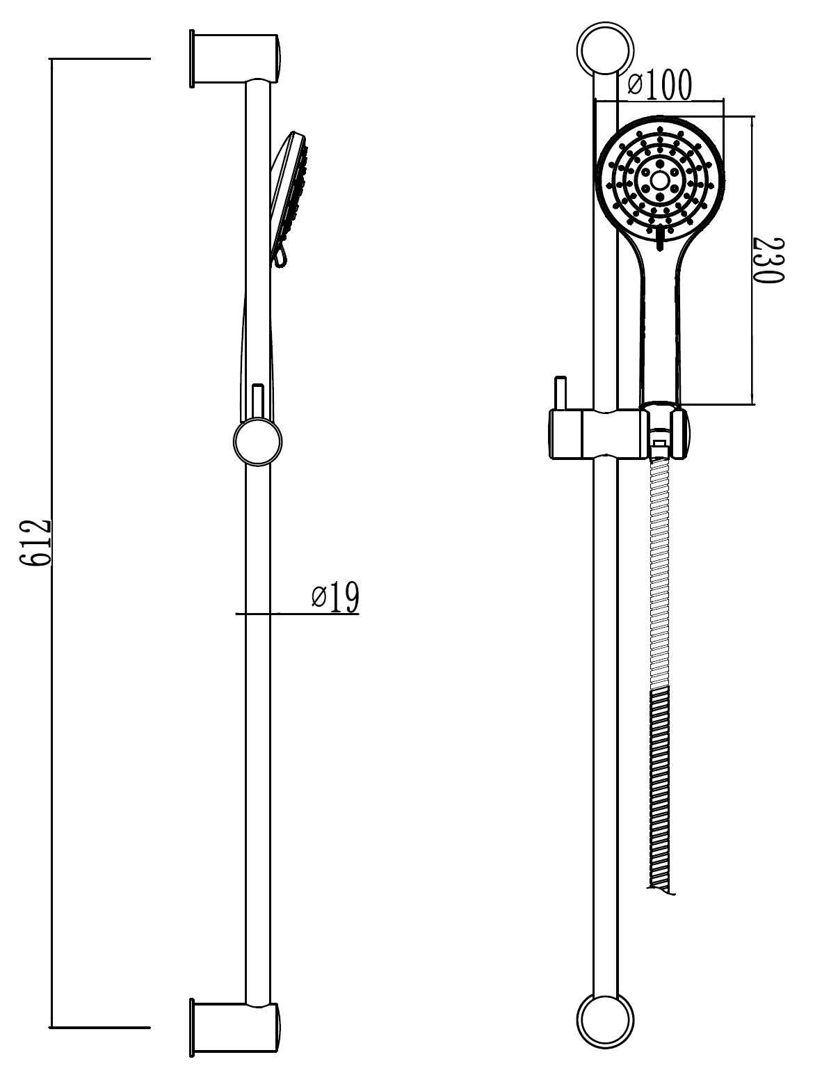 FORMAT Basic Brause-Set 600 mm, chrom, 3-strahlig, mit Handbrause und ...