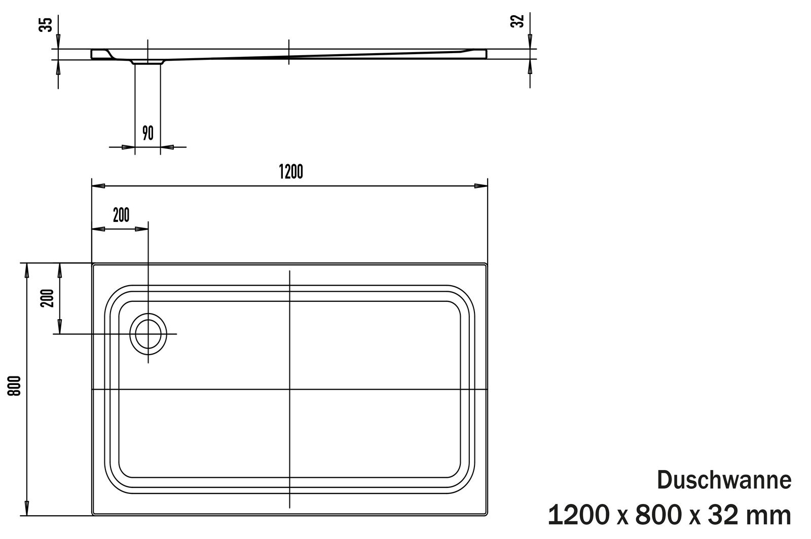 FORMAT Basic Stahl-Duschwanne mit Anti-Rutsch-Beschichtung, 120 x 80 x 3,5 cm, alpinweiß matt