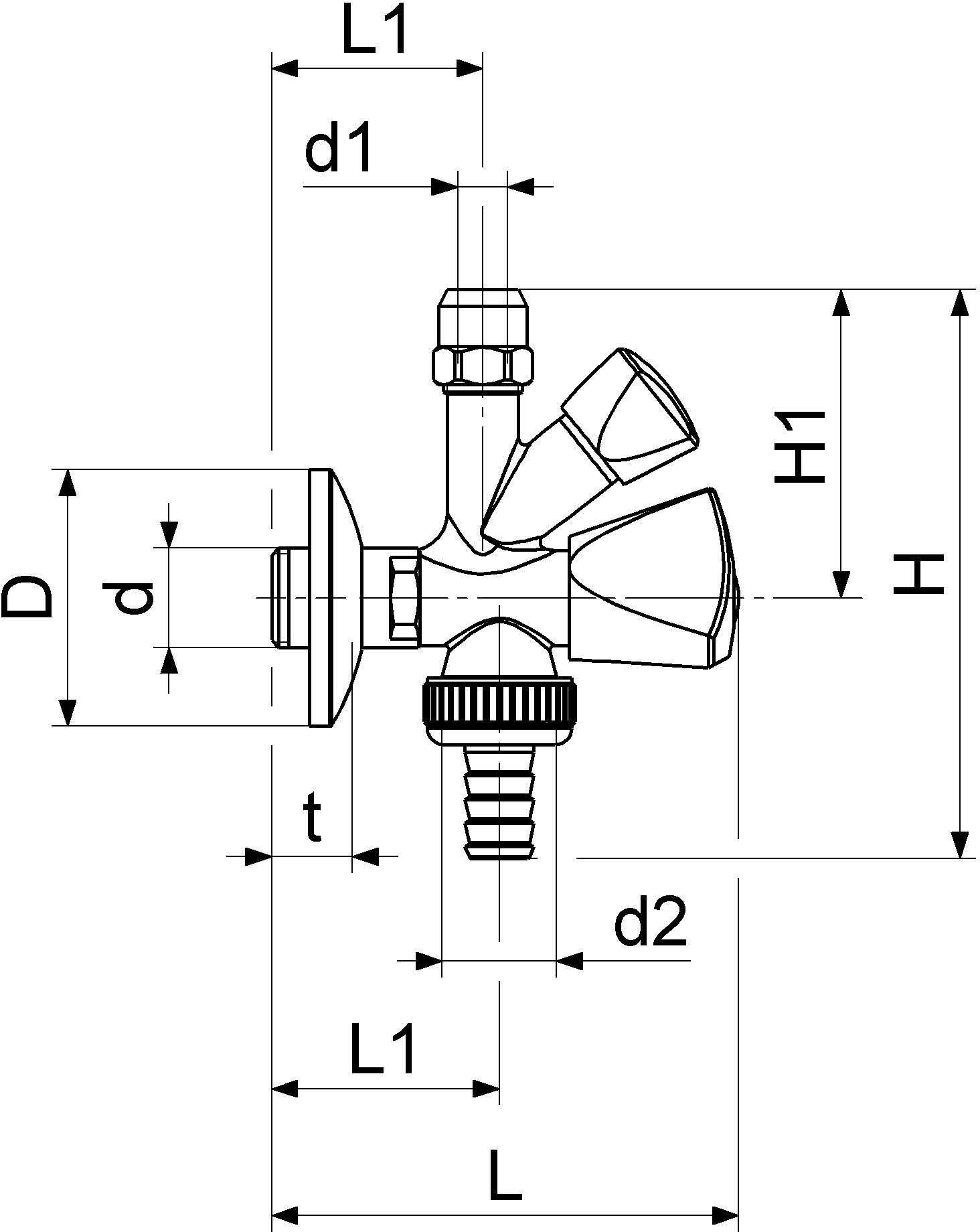 FORMAT Tec Kombi-Eckventil 1/2", selbstdichtend, ohne Rohrbelüfter, verchromt