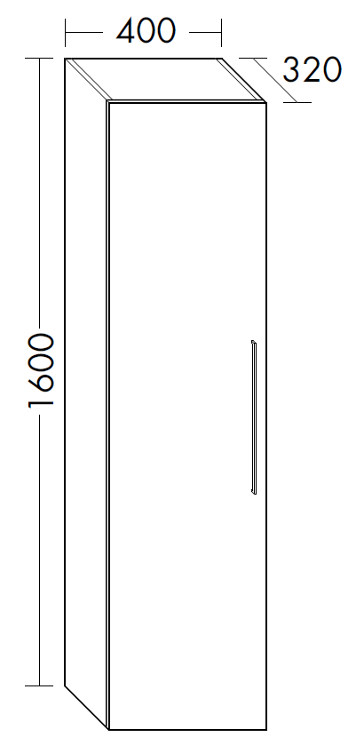 FORMAT Design Hochschrank HSAY040 R 400x1600x320mm, 1 Tür rechts, basaltgrau matt