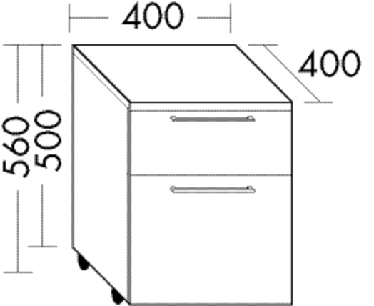 FORMAT Design Rollcontainer RCAE040 400x560x400mm, 1 Schublade/1 Auszug, Eiche Dekor Baumwolle