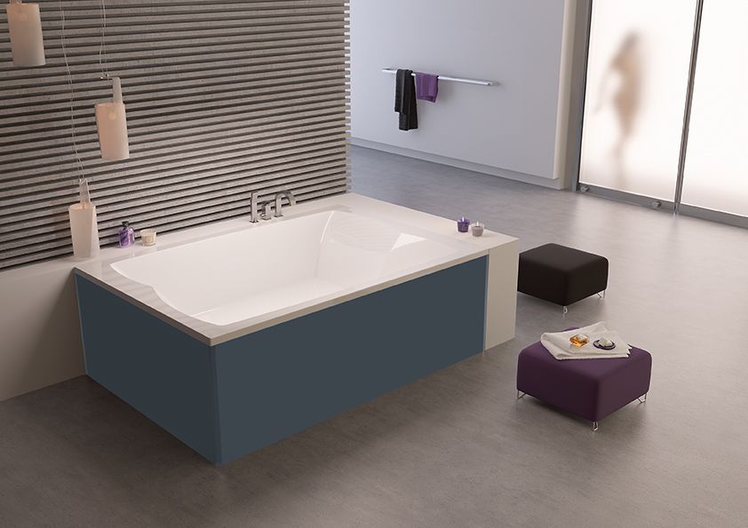 FORMAT Design Glasverkleidung zu Duowanne 190 x 90 cm, schiefergrau, für Ecke