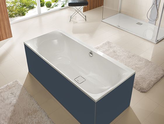 FORMAT Pro Glasverkleidung zu Duowanne 180 x 80 cm, schiefergrau, freistehend