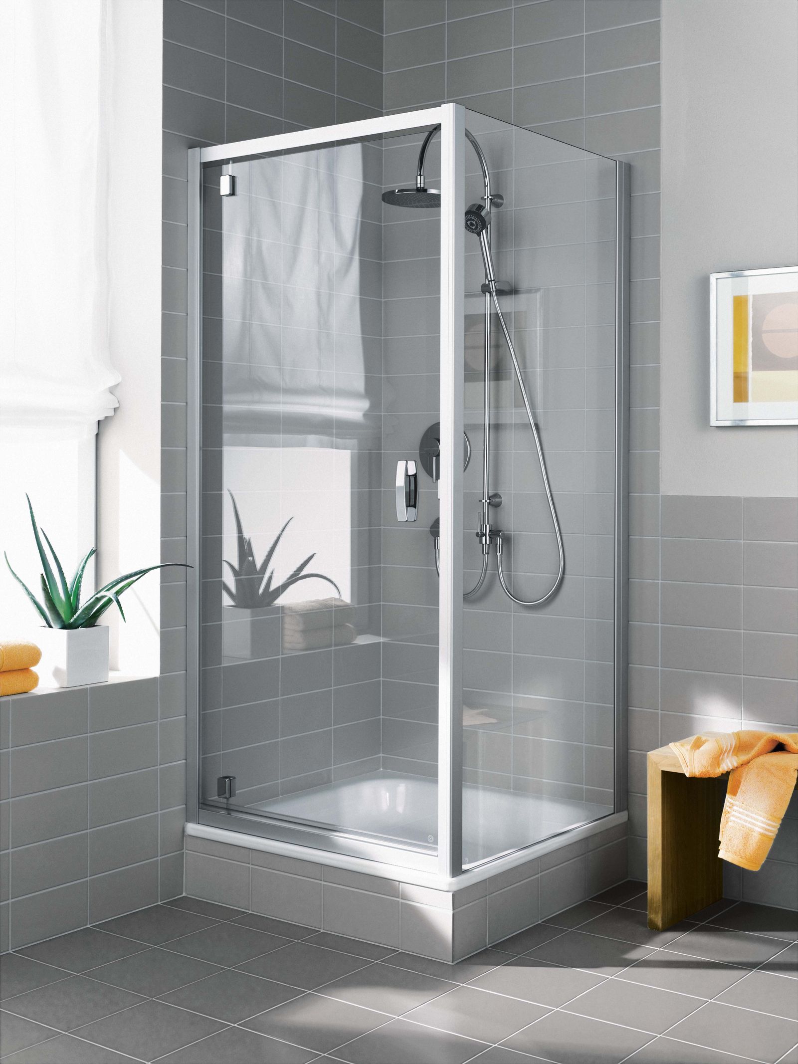 FORMAT Basic Ganzglas-Seitenwand 750 x 1850 mm, silbermatt, Echtglas klar
