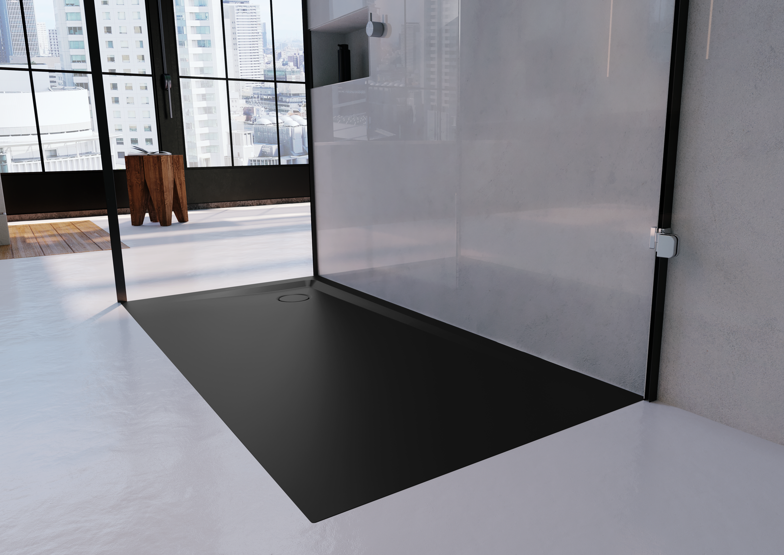 FORMAT Design Duschwanne 80 x 100 x 2,5 cm, warm grey 60, Stahl, rechteckig