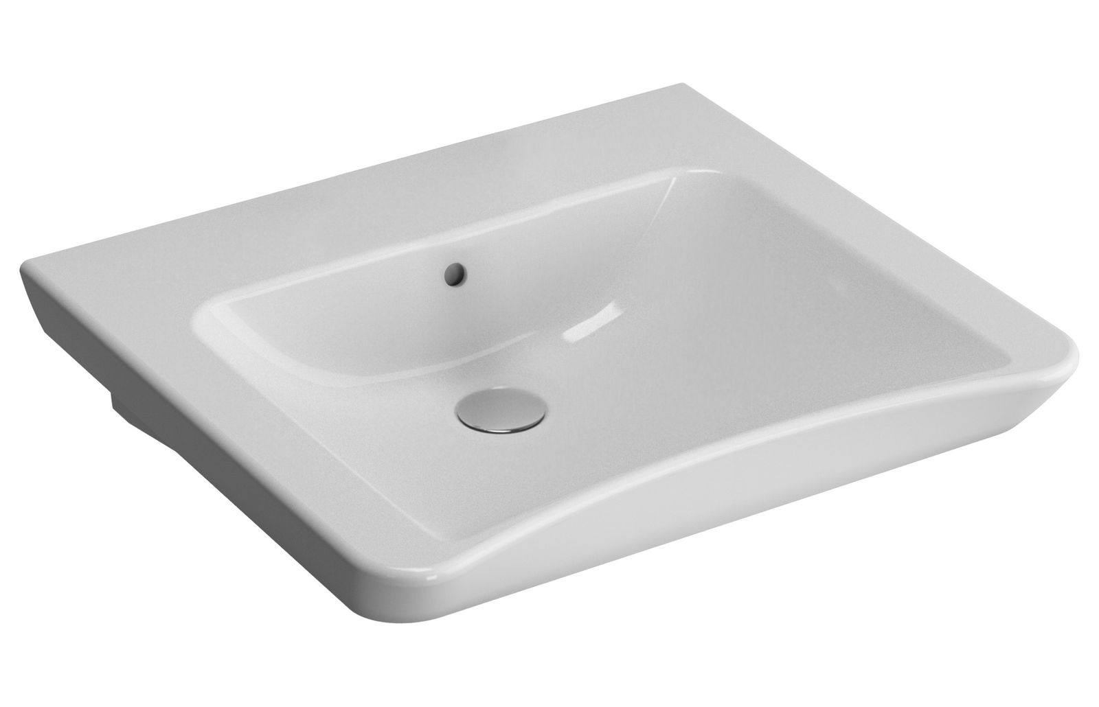 FORMAT Plus Waschtisch 60 x 54,5/51 cm, weiß, mit Überlauf, ohne Hahnloch
