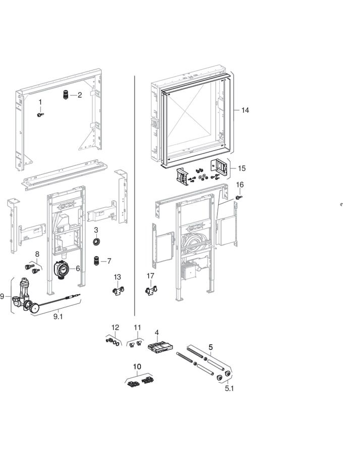 Geberit Rohbaubox ONE Breite 120 cm, für Spiegelschrank, Höhe 90cm, für Trockenbau