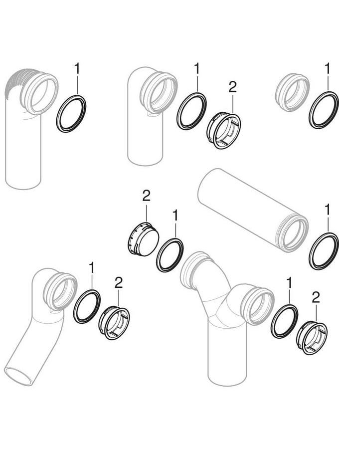 Geberit Anschluss-Steckmuffe PE PE-HD, DN 90/90, mit Lippendichtung, für Wand-WC