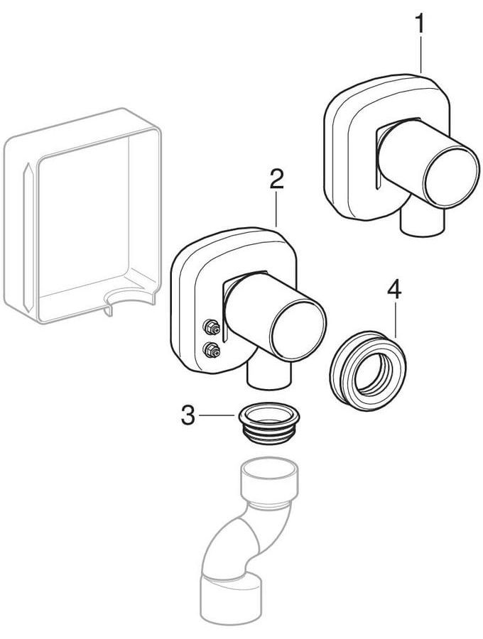 Geberit UP-Urinal-Ablauf 50 mm, für Urinal Abgang hinten, PE, schwarz