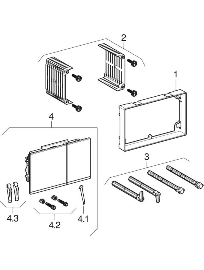 Geberit Abdeckplatte Omega60 Square Taste sandgrau, Glas glänzend, Zinkdruckguss, für 2-Mengen-Spülung