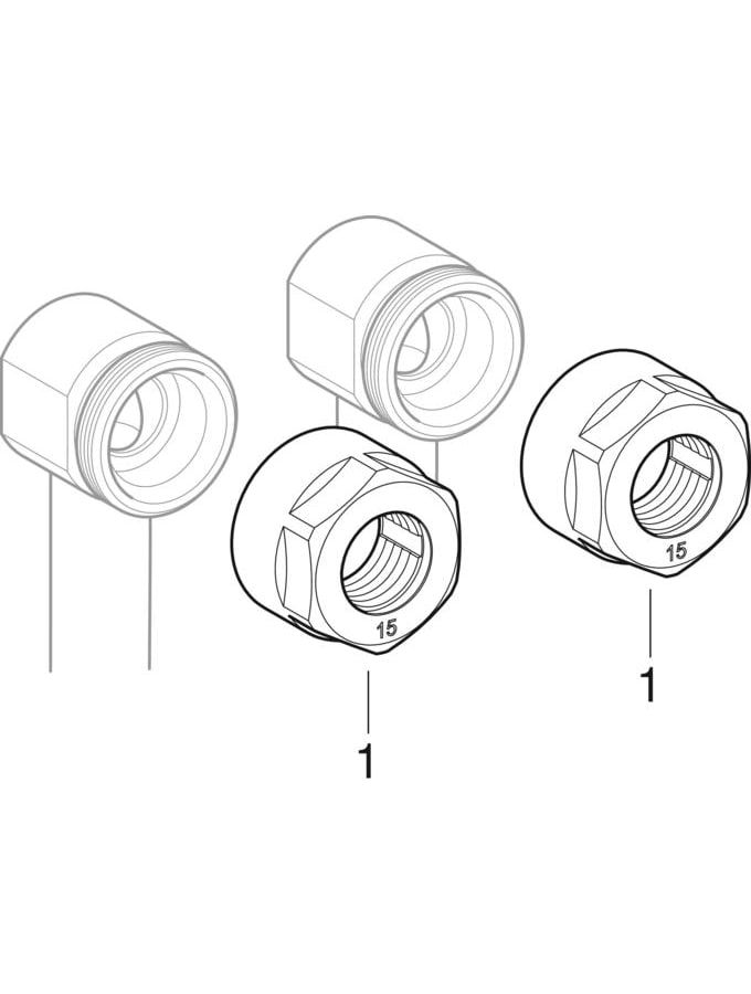 Geberit Anschluss-T-Stück Mapress Ø 15 x 15 mm, für Vor-/Rücklauf, mit Anschlussverschraubung, Kupfer