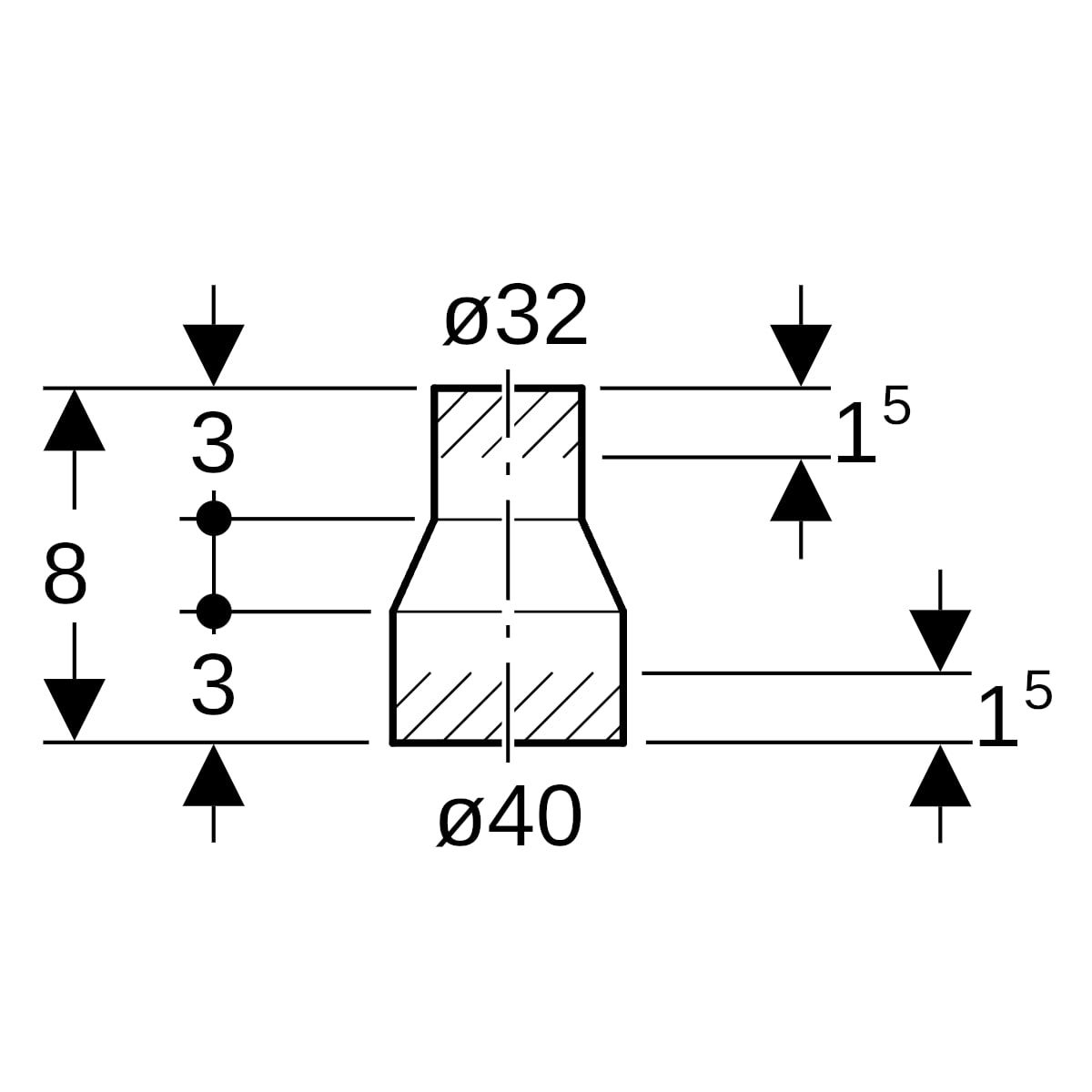 Geberit Reduktion PE DN 40/30, zentrisch, kurz, PE-HD