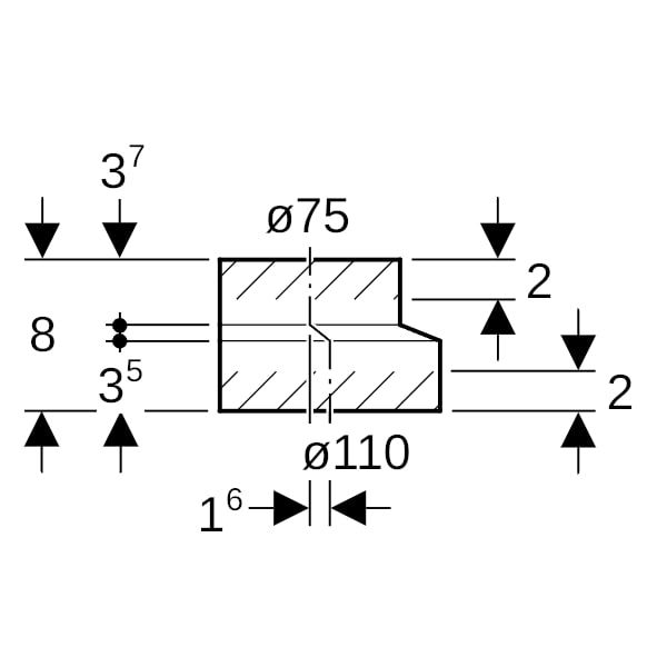Geberit Reduktion PE DN 100/70, exzentrisch, kurz, PE-HD