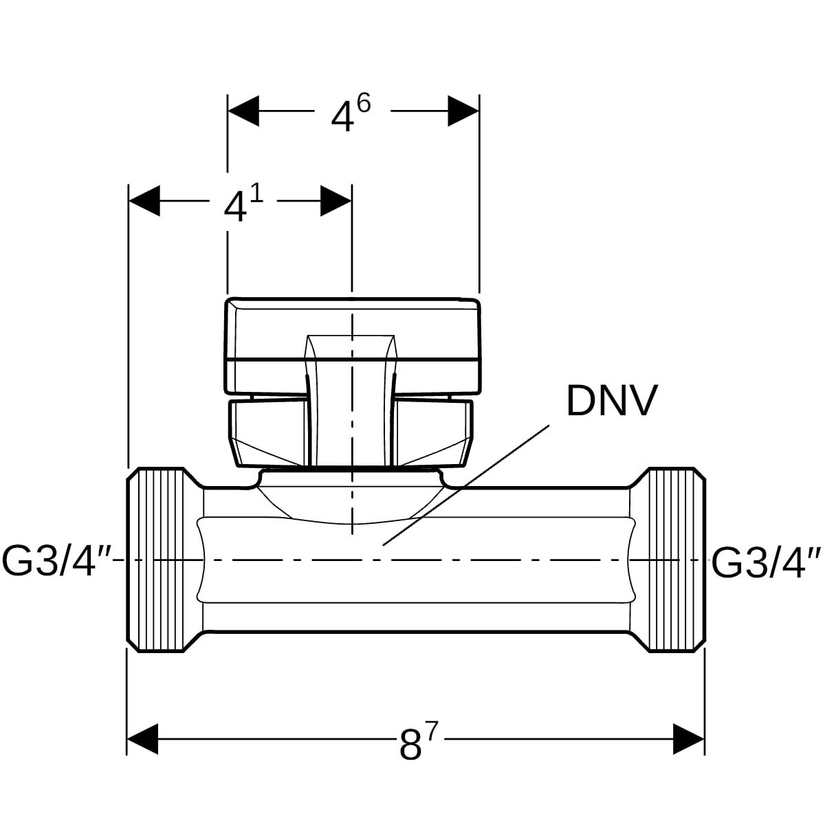Geberit Temperatur- und Volumenstromsensor G 3/4", Länge 8,7 cm, für GEBUS, Breite 4,8cm