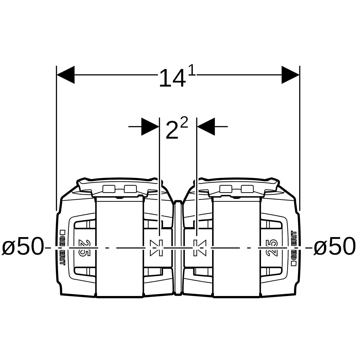 Geberit Kupplung FlowFit Ø 50 mm, für Haustechnik, Industrie, Schiffbau
