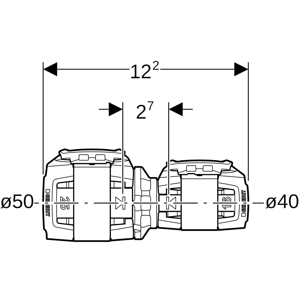 Geberit Reduktion FlowFit Ø 50 x 40 mm, PPSU