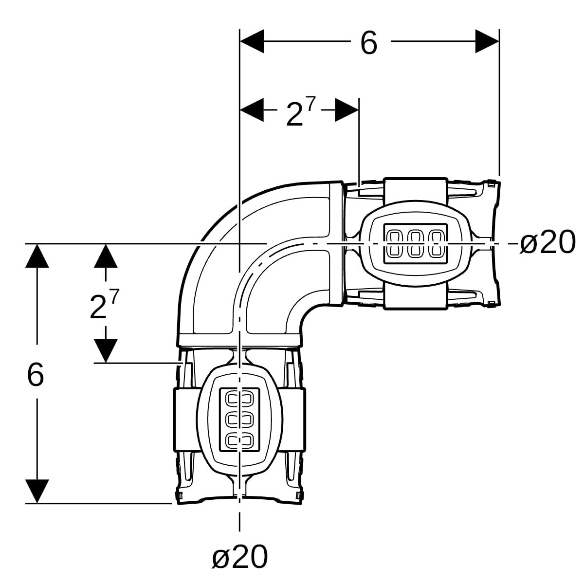 Geberit Bogen FlowFit Ø 20 mm, 90°
