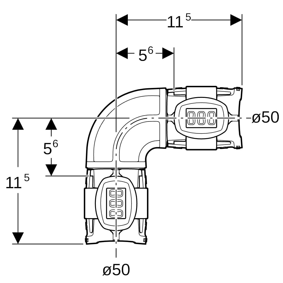Geberit Bogen FlowFit Ø 50 mm, 90°