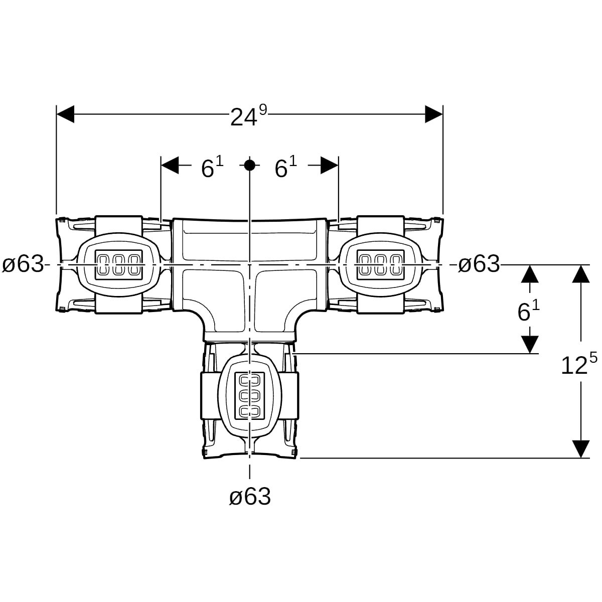 Geberit T-Stück FlowFit Ø 63 mm, egal, PPSU