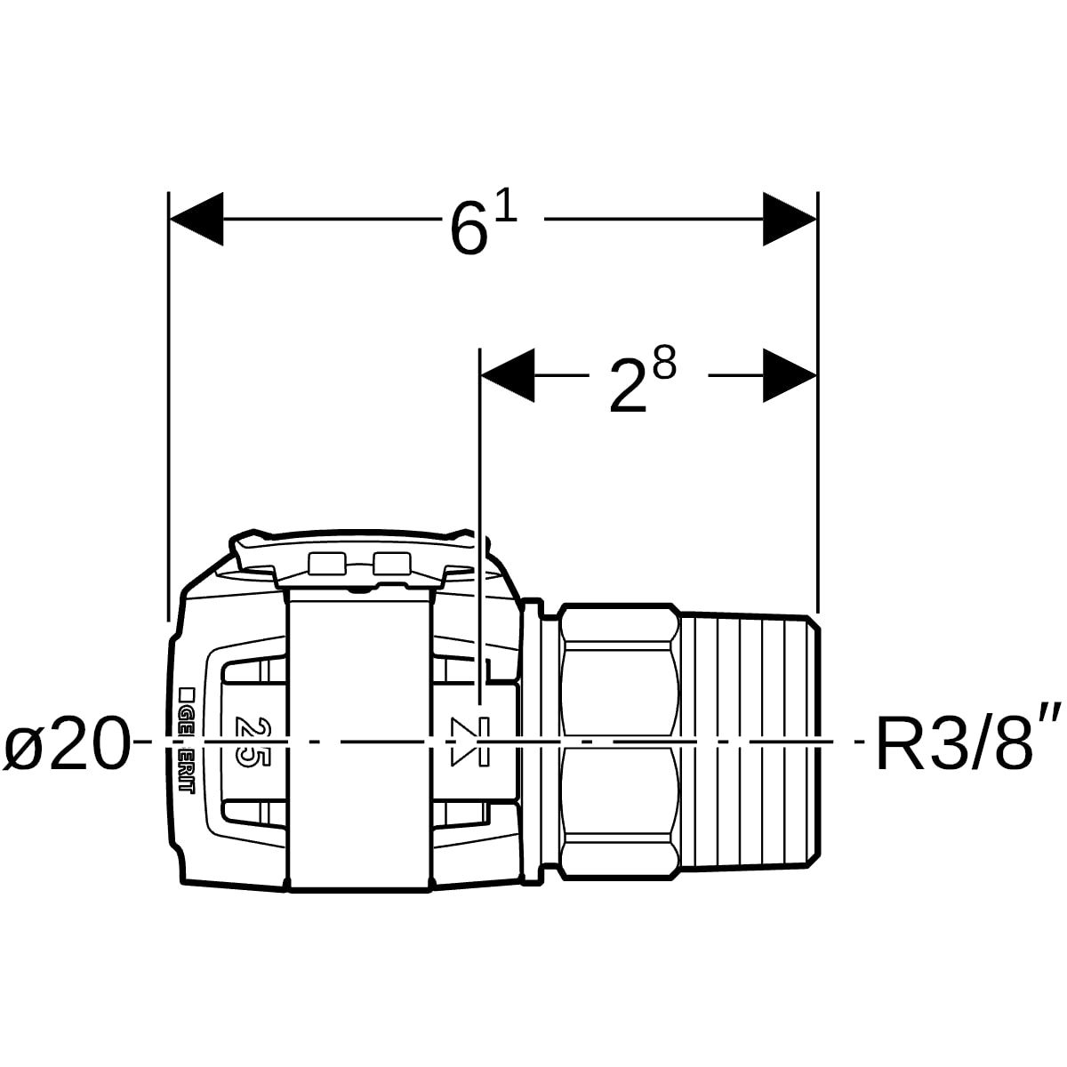 Geberit Übergang FlowFit Ø 20 mm, R 3/8, mit Außengewinde