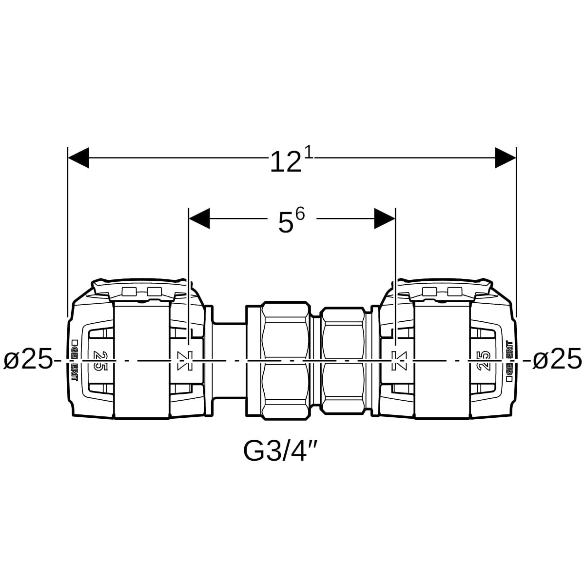 Geberit Verschraubung FlowFit Ø 25 mm, G 3/4