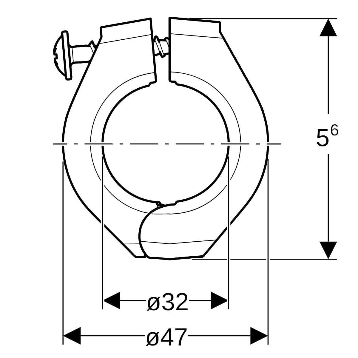 Geberit Fixpunktbefestigung FlowFit 32 mm, Breite 56 mm, 1-teilig