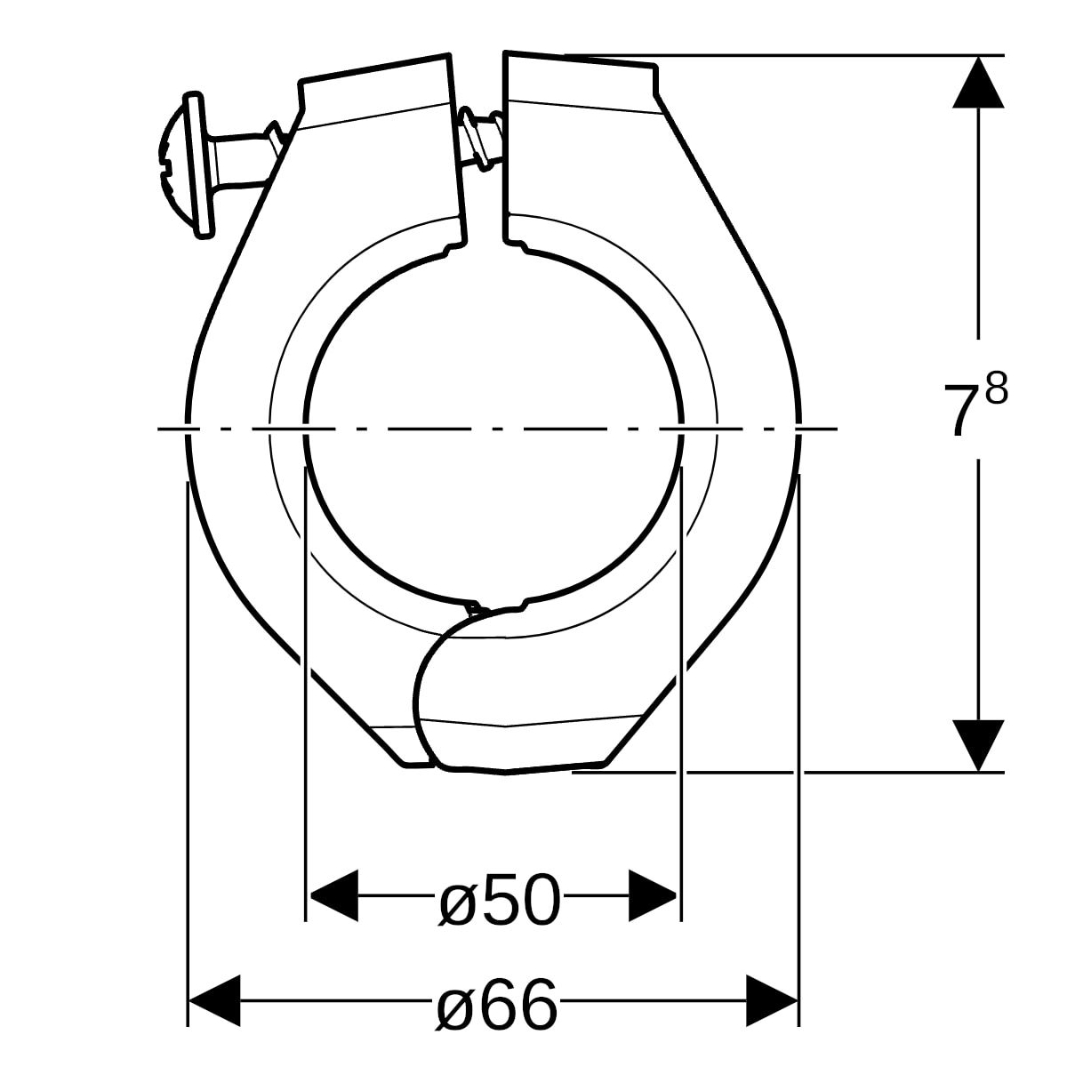 Geberit Fixpunktbefestigung FlowFit 50 mm, Breite 78 mm, 1-teilig