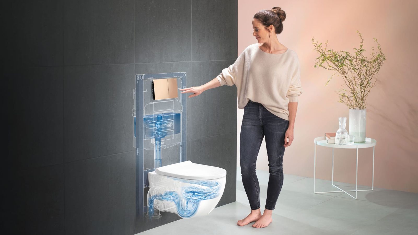 Geberit Wand-WC-Element Duofix für Sigma BH 112 cm, mit Elektro- und Kommunikationsanschlussdose